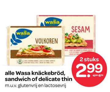 Aanbieding: Wasa knäckebröd, sandwich of delicate thin