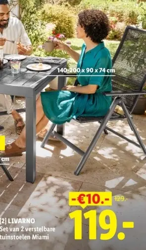 Aanbieding: Set van 2 verstelbare tuinstoelen Miami