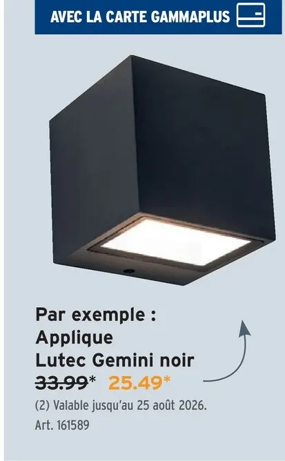 Offre: Applique Lutec Gemini noir
