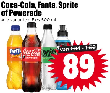 Aanbieding: Coca-Cola, Fanta, Sprite of Powerade