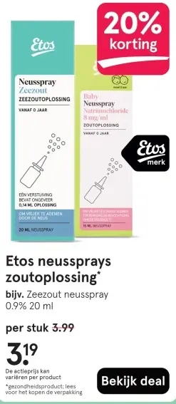 Aanbieding: Etos neussprays zoutoplossing