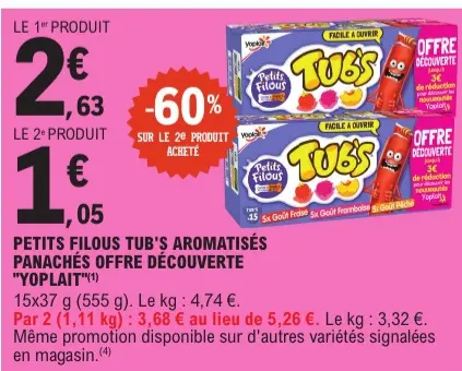 Offre: Petits Filous Tub's aromatisés panachés