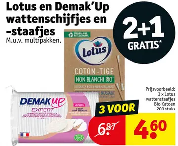 Aanbieding: Lotus en Demak'Up wattenschijfjes en -staafjes