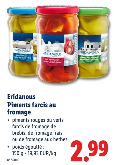 Offre: Piments farcis au fromage