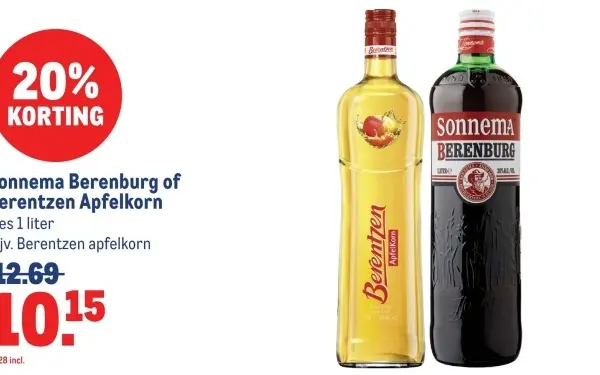 Aanbieding: Sonnema Berenburg of Berentzen Apfelkorn