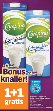 Aanbieding: Campina Langlekker halfvol en vol literpakken