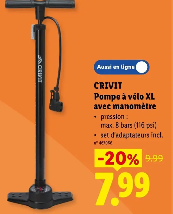 Offre: Pompe à vélo XL avec manomètre