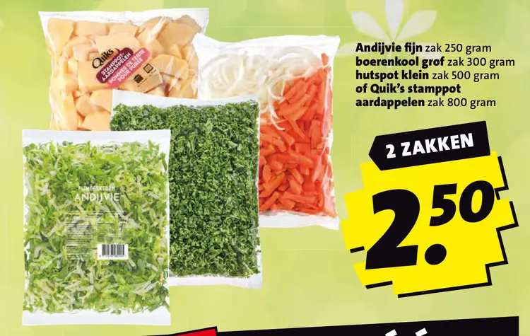 Aanbieding: Andijvie fijn, boerenkool grof, hutspot klein