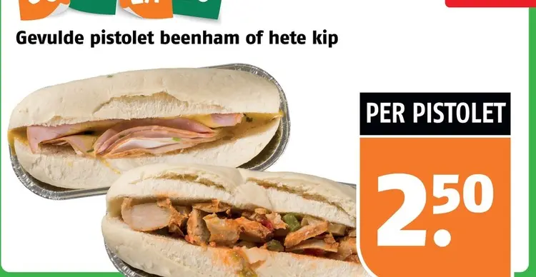 Aanbieding: Gevulde pistolet beenham of hete kip