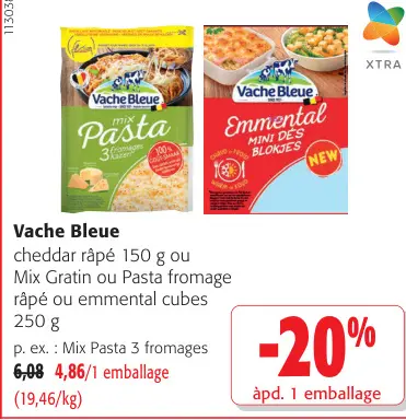 Offre: Cheddar râpé ou Mix Gratin ou Pasta fromage rapé
