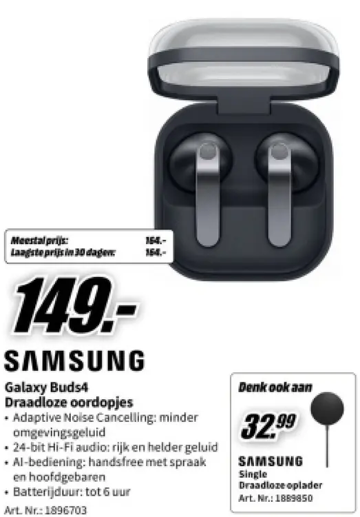 Aanbieding: Galaxy Buds4 Draadloze oordopjes