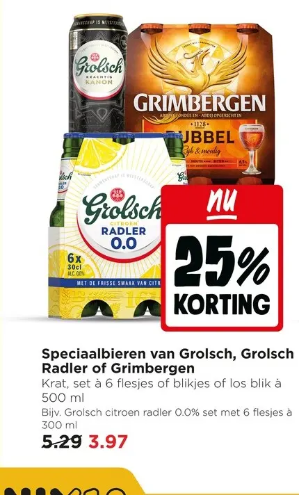 Aanbieding: Speciaalbieren van Grolsch, Grolsch Radler of Grimbergen