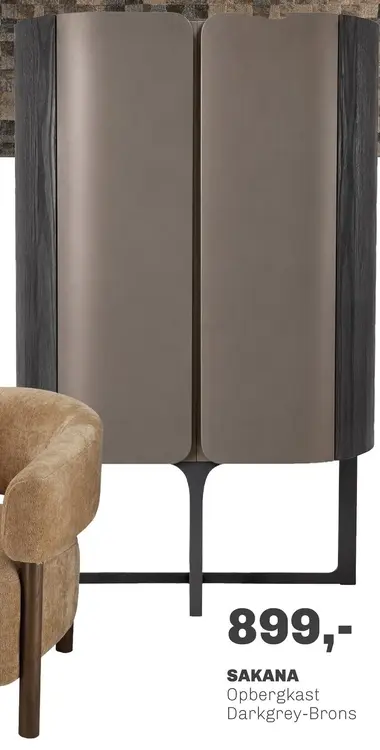 Aanbieding: SAKANA Opbergkast Darkgrey-Brons