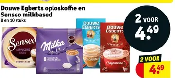 Aanbieding: Douwe Egberts oploskoffie en Senseo milkbased