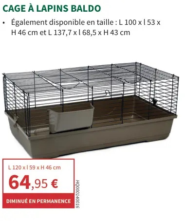 Offre: Cage à lapins BALDO