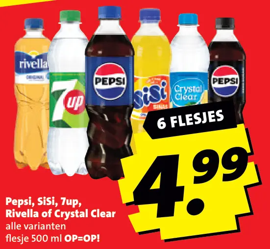 Aanbieding: Pepsi, SiSi, 7up, Rivella of Crystal Clear