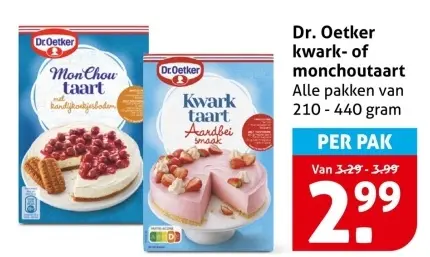 Aanbieding: kwark- of monchoutaart