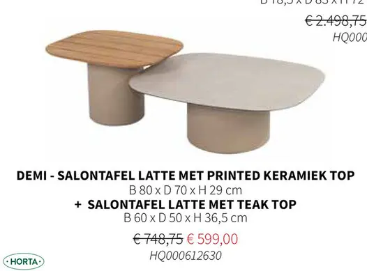 Promotie: Demi - salontafel latte met printed keramiek + salontafel