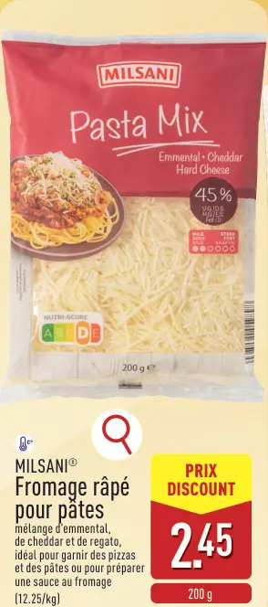 Offre: Fromage râpé pour pâtes