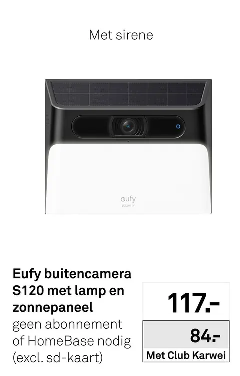 Aanbieding: Buitencamera S120 met lamp en zonnepaneel