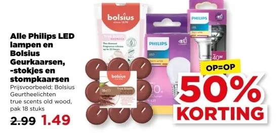 Aanbieding: Philips LED lampen en Bolsius Geurkaarsen, -stokjes en stompkaarsen