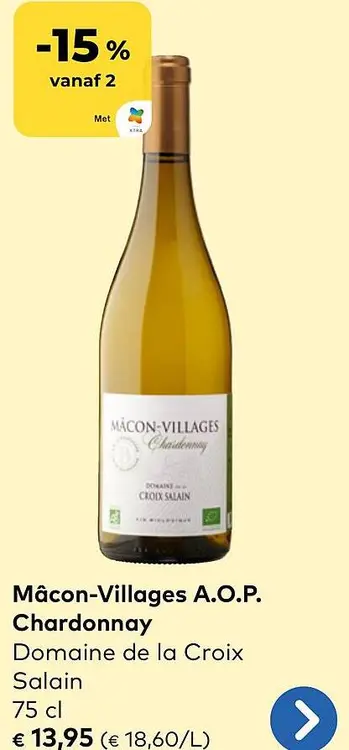 Promotie: Mâcon-Villages A.O.P. Chardonnay