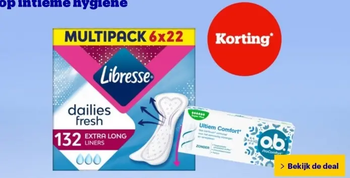 Aanbieding: Libresse dailies fresh EXTRA LONG LINERS & o.