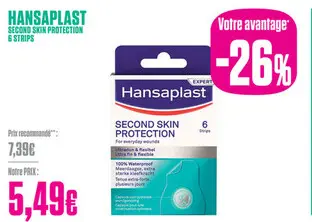 Offre: Hansaplast Second Skin Protection 6 Strips