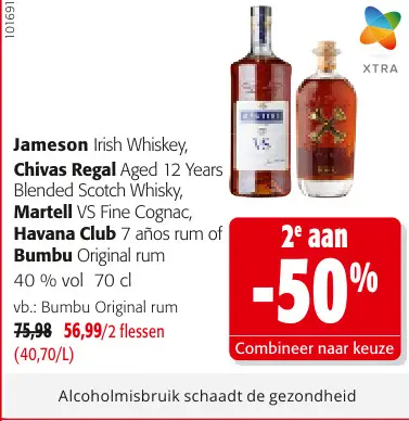 Promotie: Jameson, Chivas Regal, martell, Havana Club of Bumbu