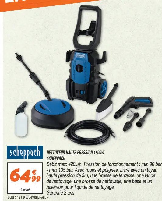 Offre: Nettoyeur haute pression 1600w