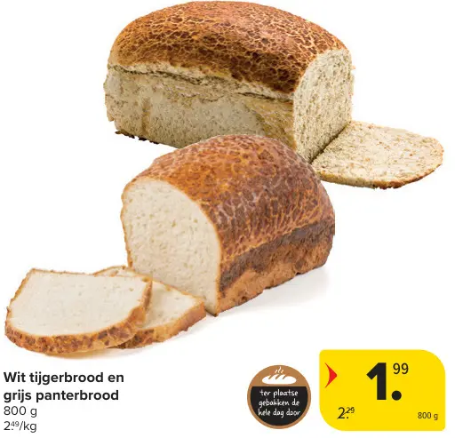 Promotie: Wit tijgerbrood en grijs panterbrood