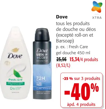 Offre: tous les produits de douche ou déos