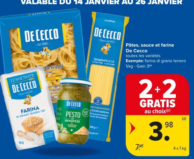 Offre: Pâtes, sauce et farine