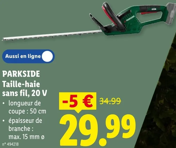 Offre: Taille-haie sans fil, 20 V