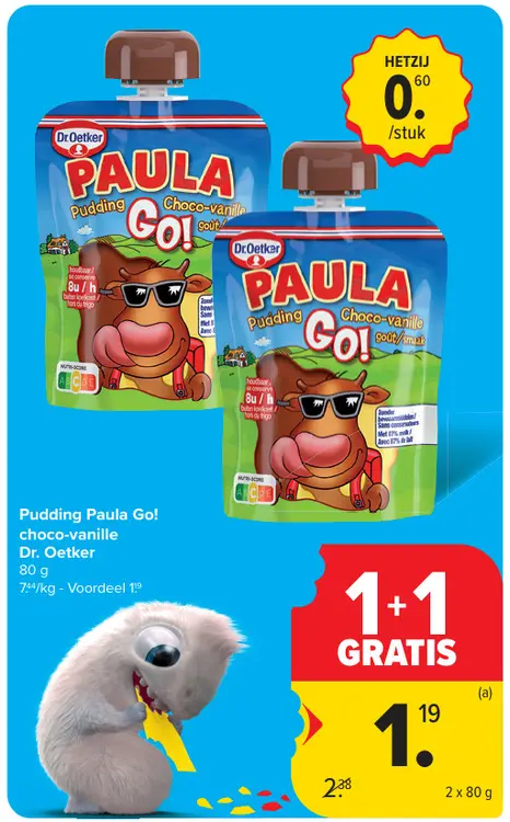 Promotie: Pudding Paula Go! Choco-vanille