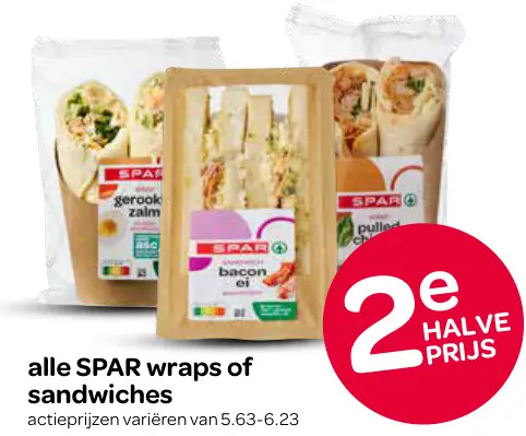 Aanbieding: Alle Spar wraps of sandwiches