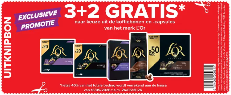 Promotie: Koffiebonen en -capsules van L'Or
