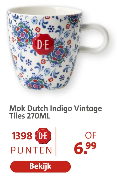 Aanbieding: Mok Dutch Indigo Vintage Tiles