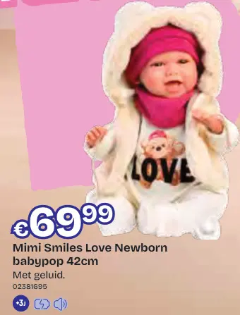Aanbieding: Mimi Smiles Love Newborn babypop 42cm