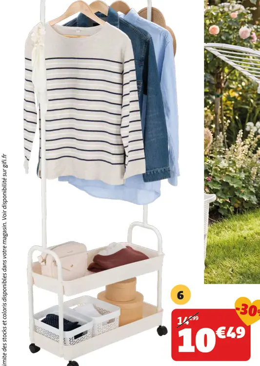 Offre: White clothing rack with shelves