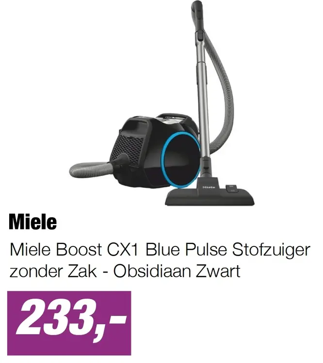 Aanbieding: Miele Boost CX1 Blue Pulse Stofzuiger zonder Zak - Obsidiaan Zwart