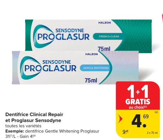 Offre: Dentifrice Clinical Repair et Proglasur