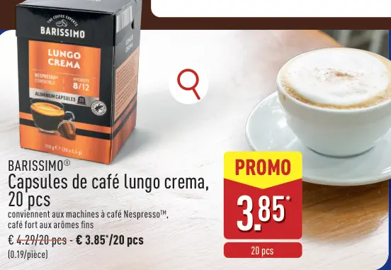 Offre: Capsules de café lungo crema