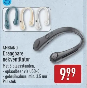 Aanbieding: Draagbare nekventilator