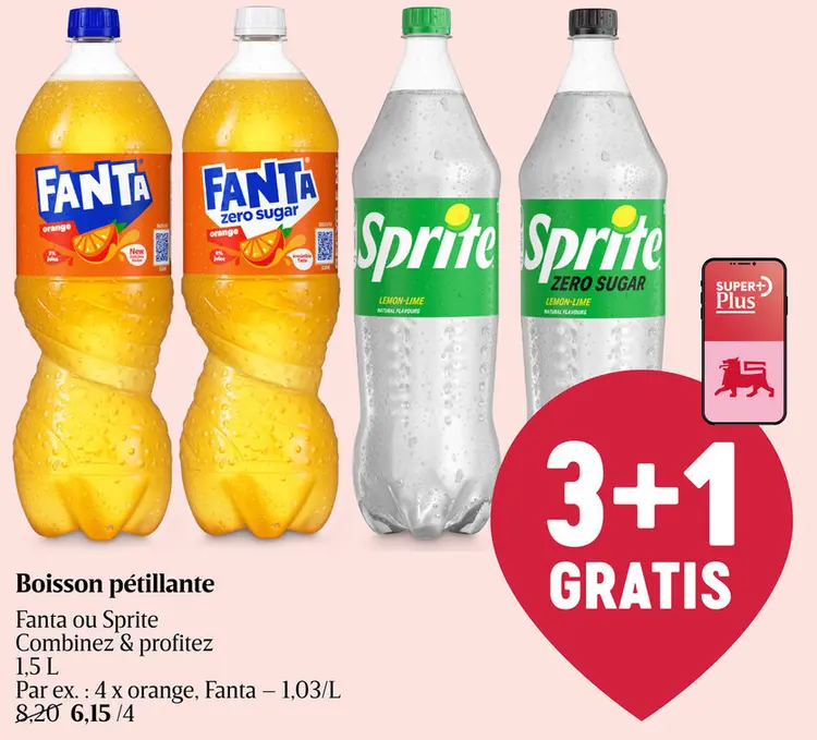 Offre: Boisson pétillante Fanta ou Sprite