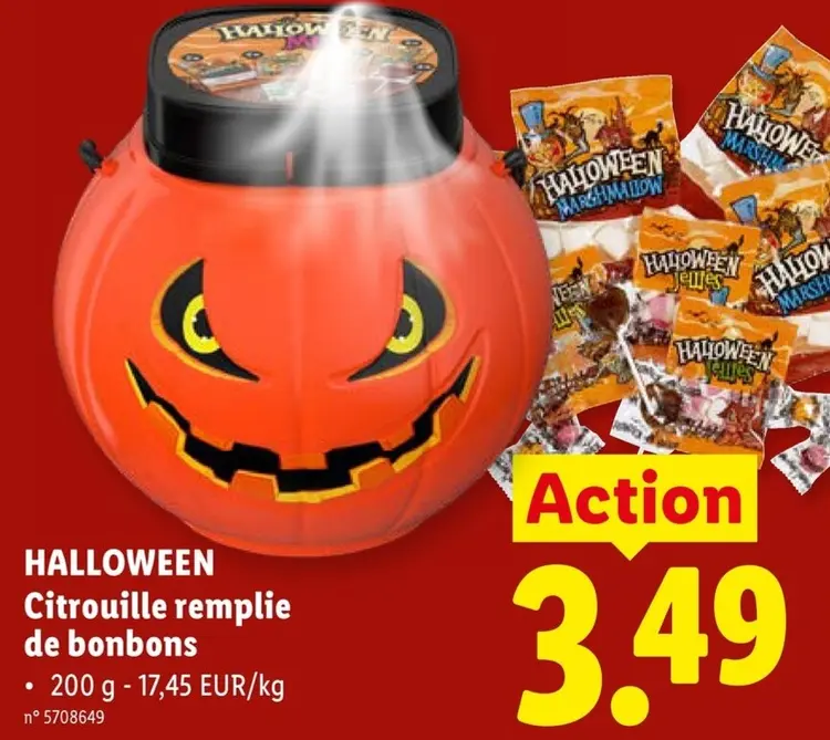 Offre: Halloween Citrouille remplie de bonbons