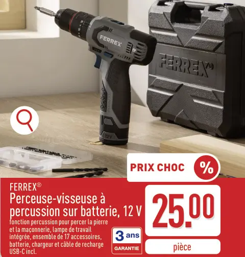 Offre: Perceuse-visseuse à percussion sur batterie, 