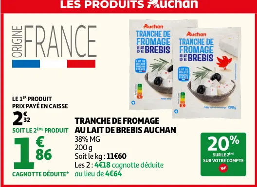 Promotie: Tranche de fromage au lait de brebis