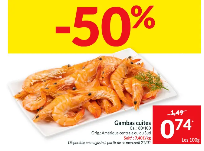 Offre: Gambas cuites