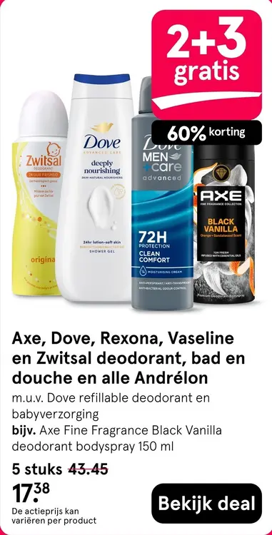 Aanbieding: Axe, Dove, Rexona, Vaseline en Zwitsal deodorant en meer